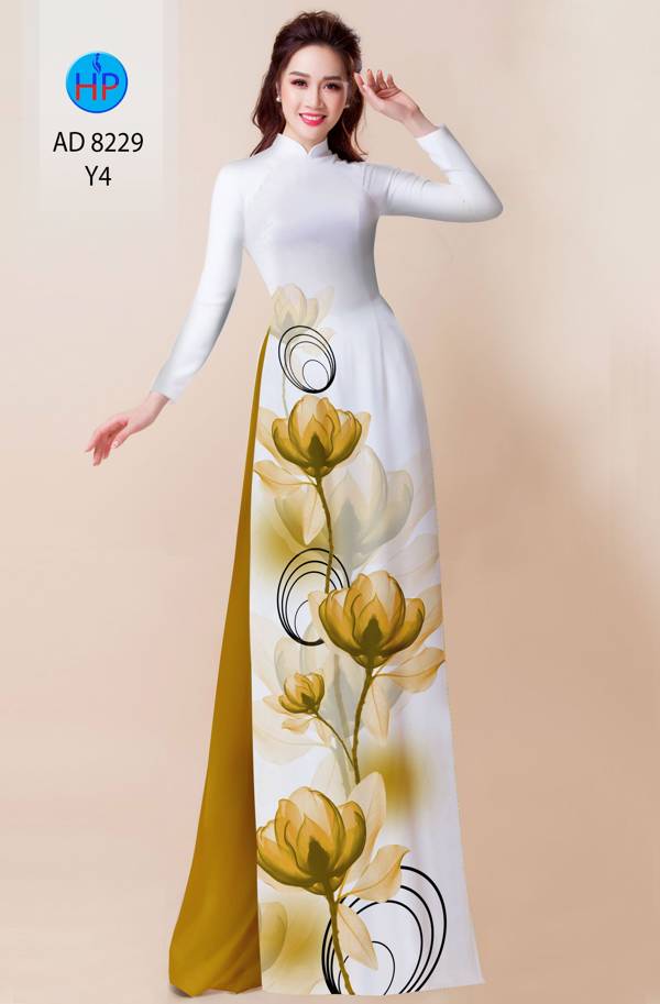 Vải Áo Dài Hoa In 3D AD 8229 11